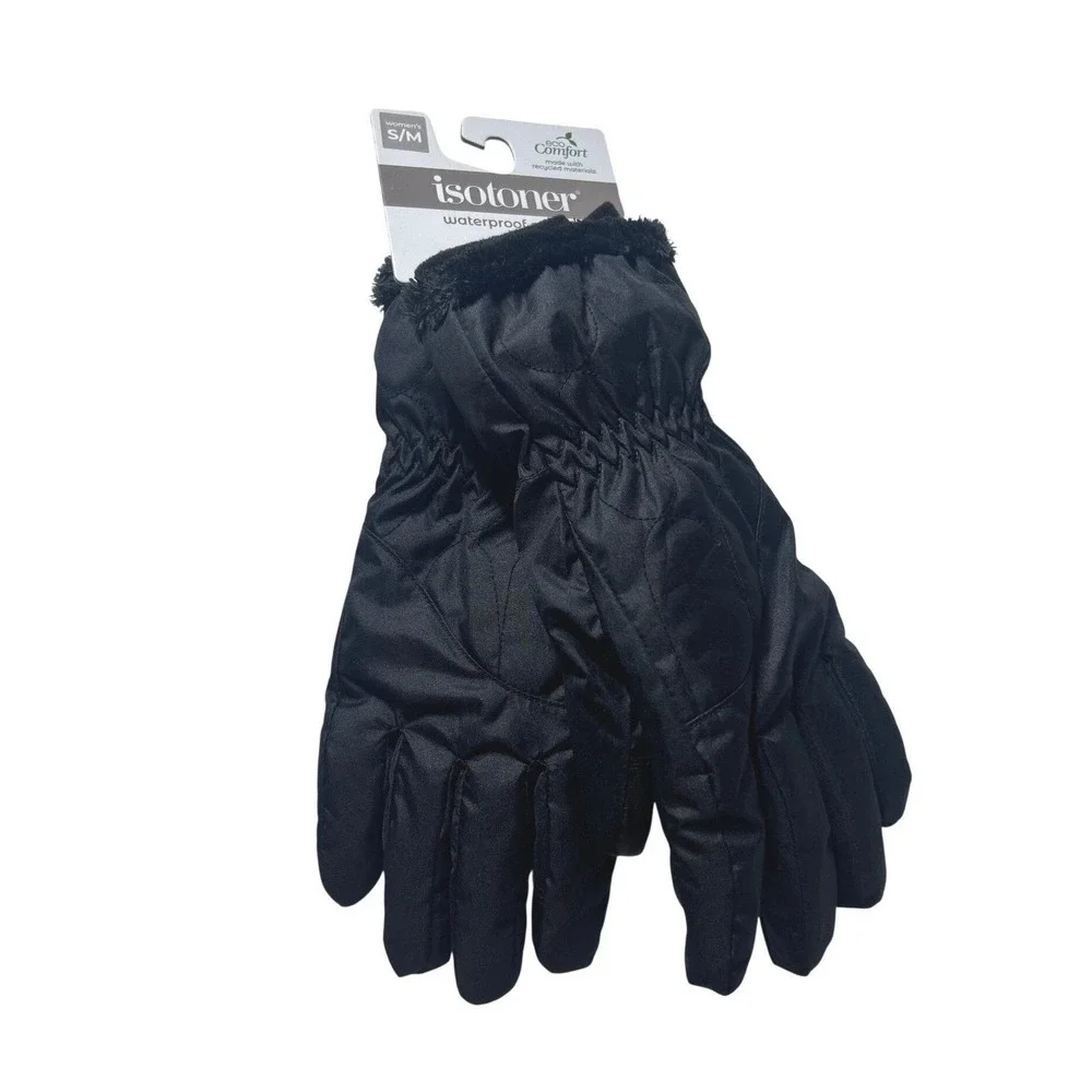 Isotoner Waterproof Gloves Black Small Smartdri Smartouch‎ Eco Comfort NEW